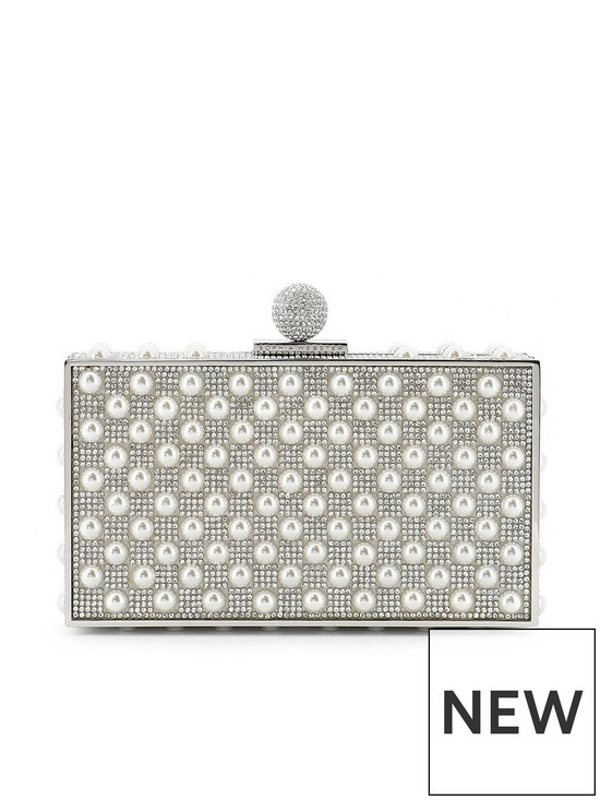 Sophia Webster Clara Crystal Box Bag - Silver & Pearl | Very (UK)