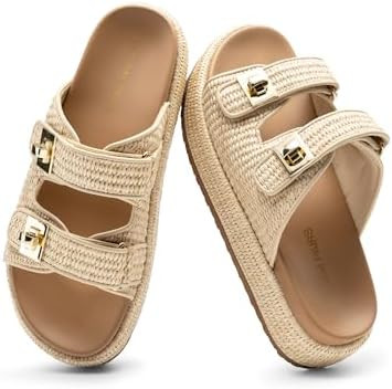 DREAM PAIRS Platform Sandals Women Raffia Espadrilles Summer Comfortable Wedge Sandals Beach Vaca... | Amazon (US)