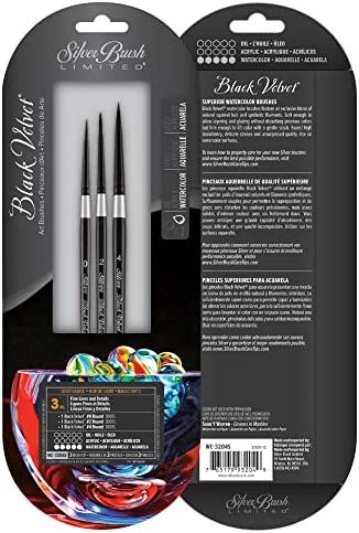 Silver Brush Limited SLM 3099 Susan Louise Moyer Basic Watercolor Brush Set, Set of 3, Black Velvet  | Amazon (US)