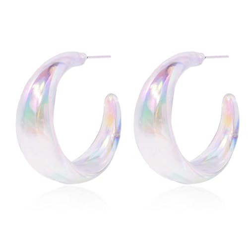 Big Colorful Acrylic Earrings For Women Irregular Large Hoop Earring Iridescent Clear Tear Drop Earrings Jewelry (Style2) | Amazon (US)