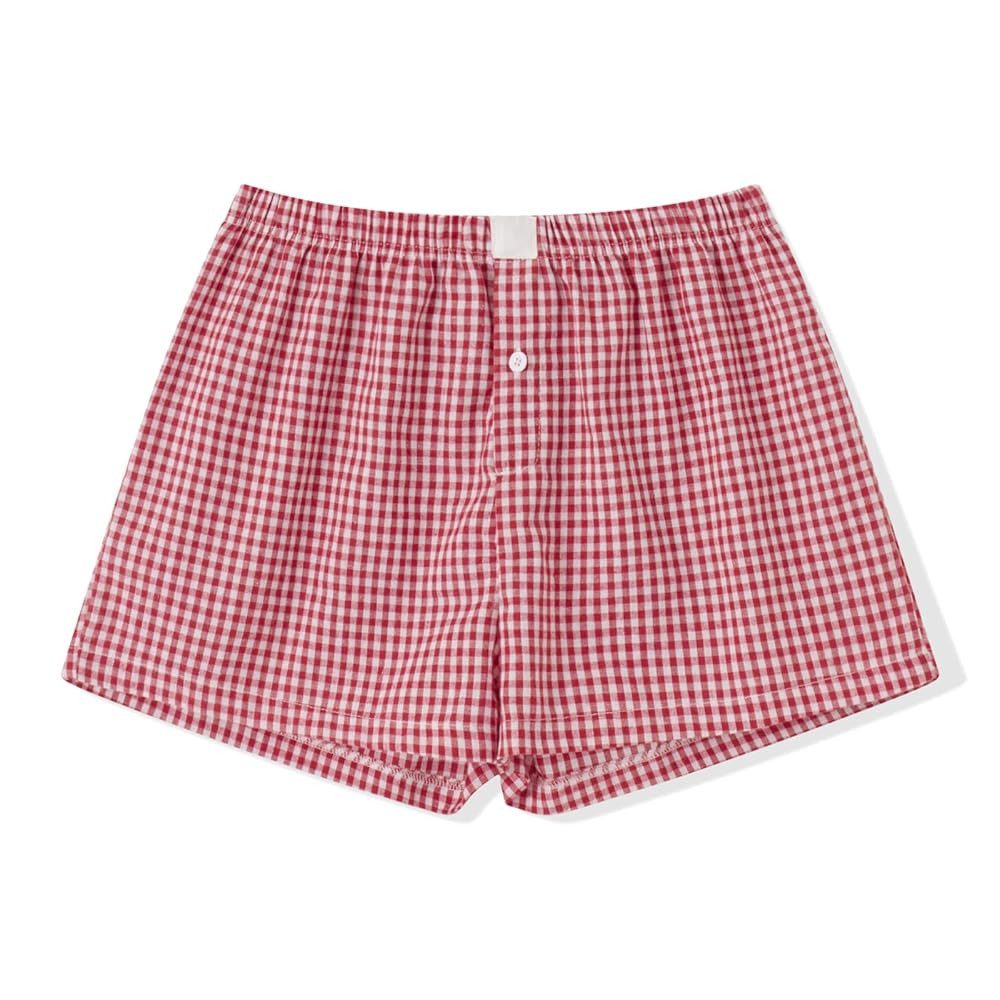 Y2k Women Gingham Boxer Shorts Low Rise Micro Pajamas PJ Sleep Short Pants Plaid Sleepwear Sleepi... | Amazon (US)