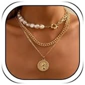 Gold Necklace Stack Chunky Necklaces for Women Trendy Coin Pendant Long Necklaces Western Jewelry... | Amazon (US)