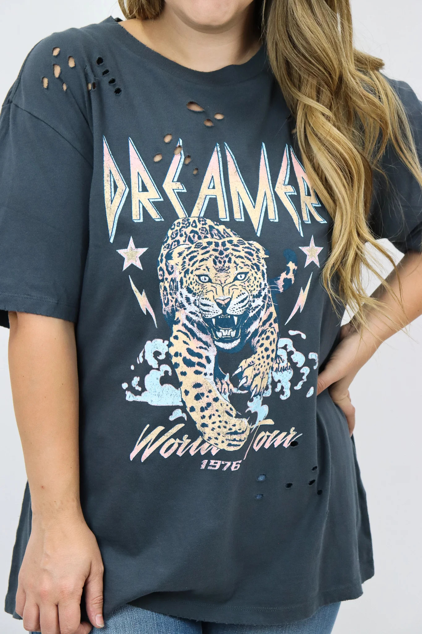 Dreamer Tour Leopard Graphic Tee | Alexander Jane Boutique