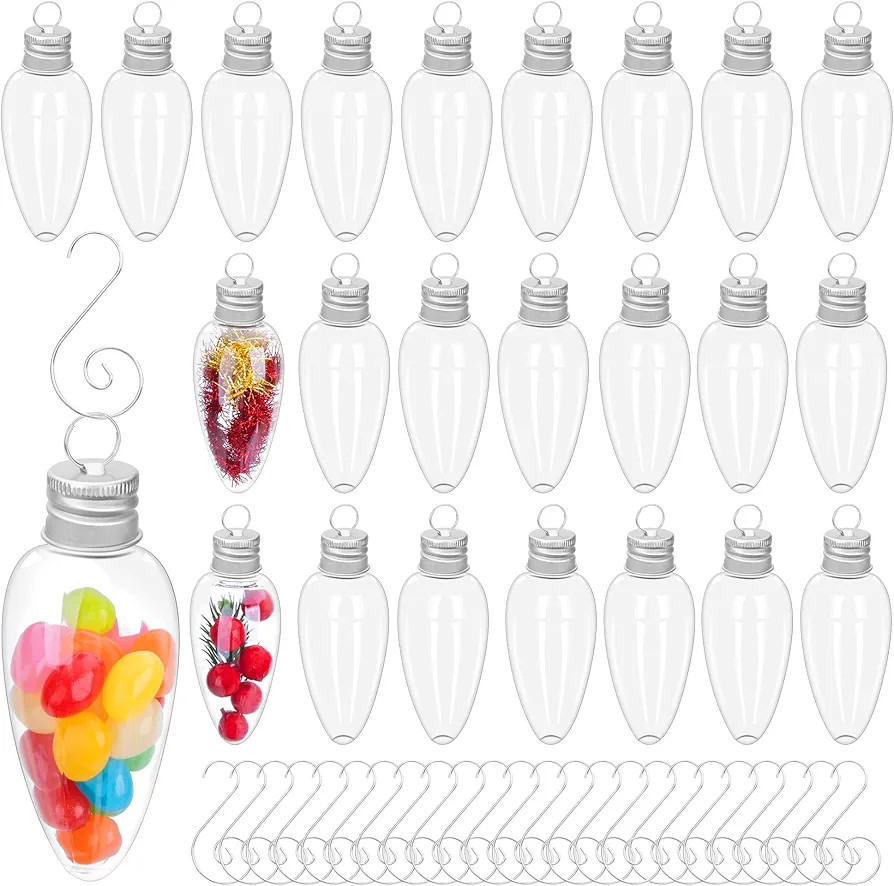 Watayo 24 PCS Christmas Booze Balls, Fillable Booze Tree Ornaments with S Hook, Light Bulb Orname... | Amazon (US)