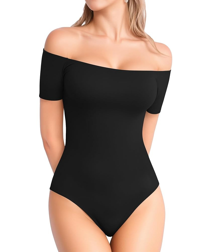 MANGOPOP Off The Shoulder Long Sleeve Short Sleeve Bodysuit for Women | Amazon (US)