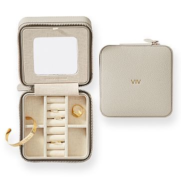 Travel Jewelry Case, Square, Stone | Mark and Graham