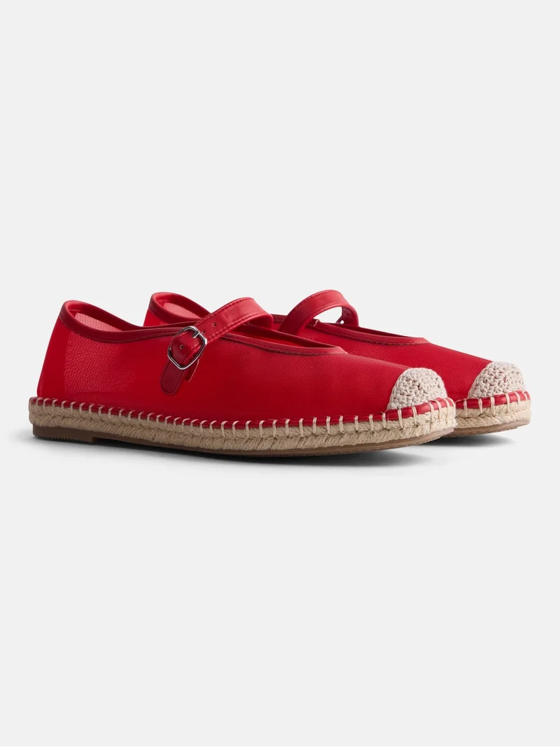 Free Assembly Women's Mesh Mary Jane Espadrilles | Walmart (US)
