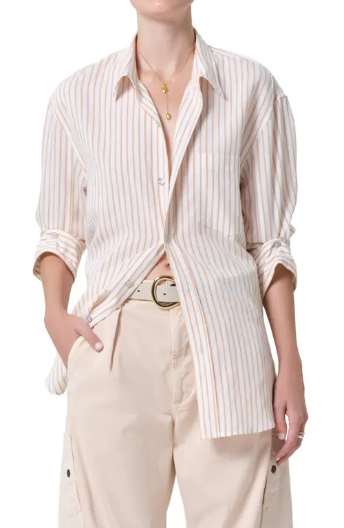 Citizens of Humanity Kayla Stripe Relaxed Button-Up Shirt in Sherbet Stripe at Nordstrom, Size Sm... | Nordstrom