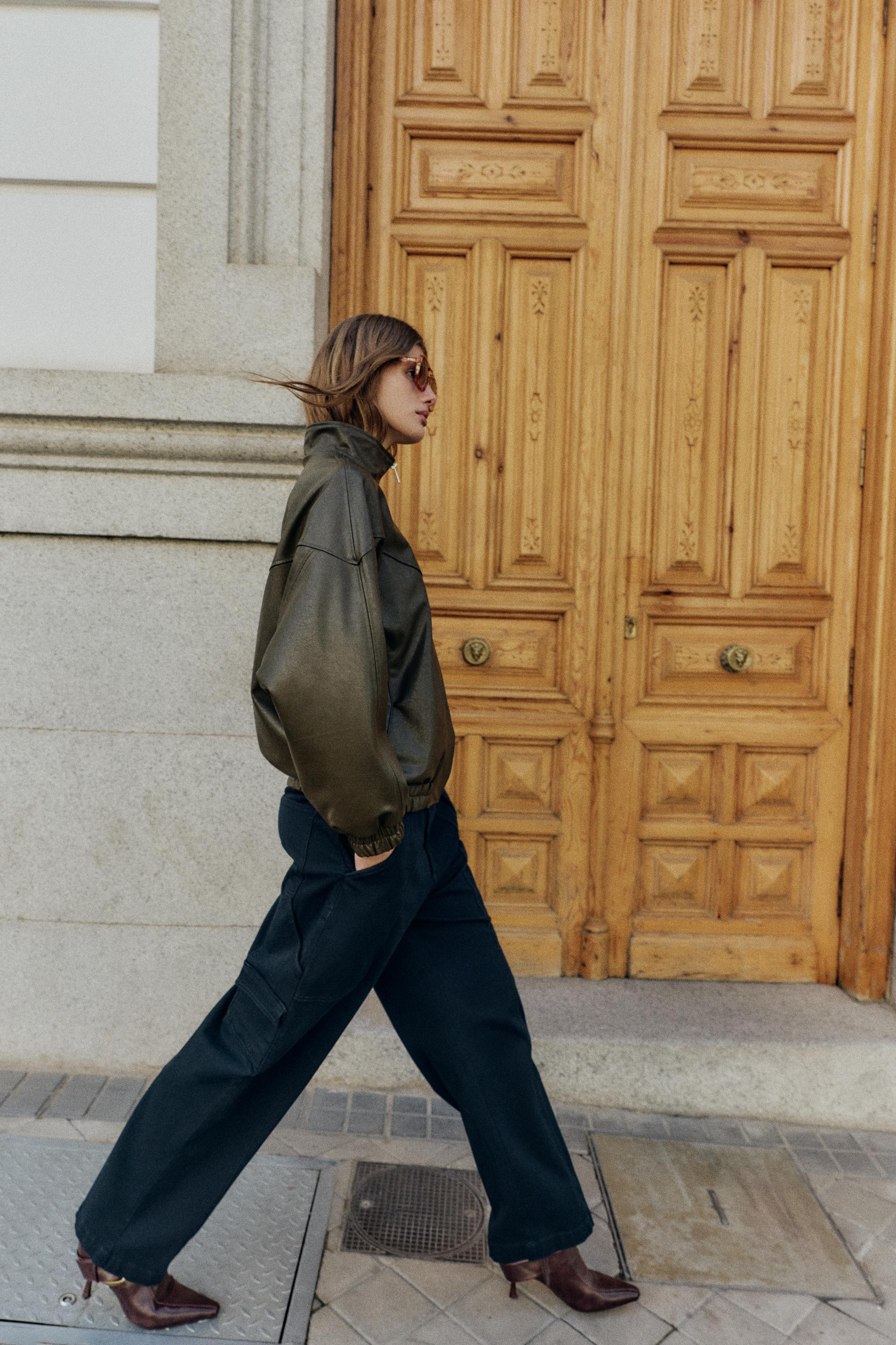 FAUX LEATHER HIGH COLLAR BOMBER JACKET | Zara US