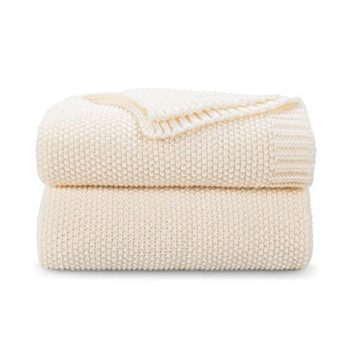 CozeCube Cream Throw Blanket for Couch, Soft Cozy Cable Knit Throw for Bed Sofa Living Room, Lightweight Warm Decorative Farmhouse Christmas Blanket, 50"x60", Cream White | Amazon (US)