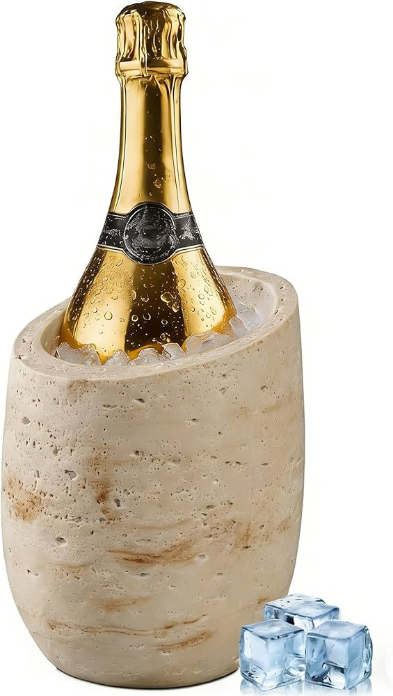 Natural Travertine Textures Wine Chiller Bucket – 750ml Resin Cooler for Wine & Champagne Bottl... | Amazon (US)