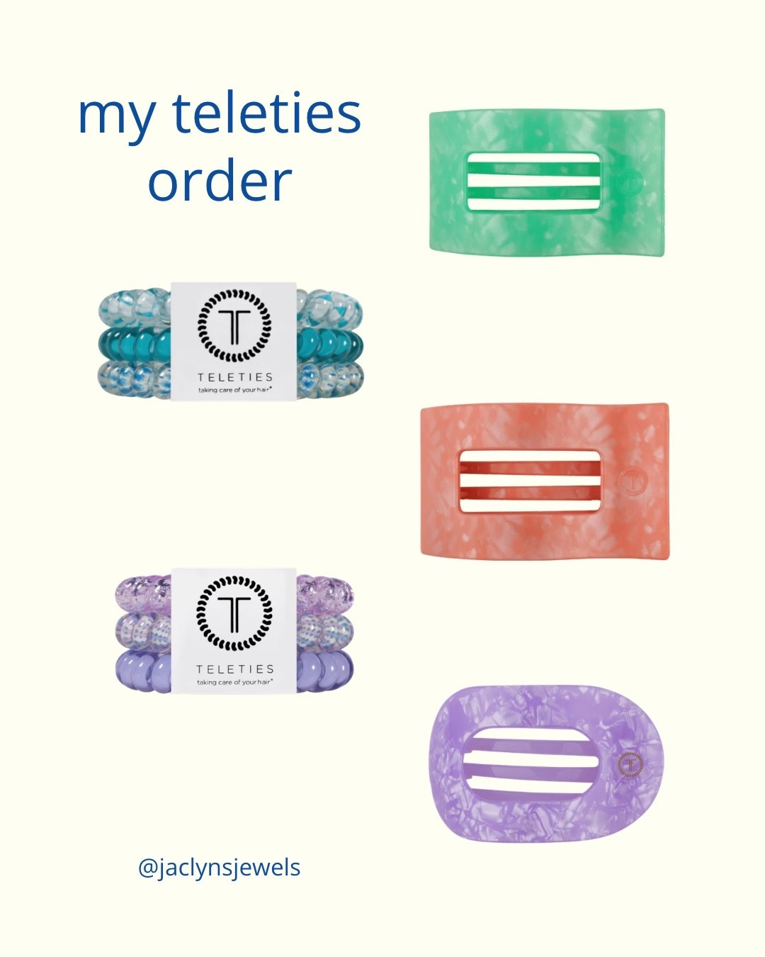 I use the small hair ties and the medium clips. The flat clips are incredible!

#teleties #haircare #hair

#LTKFindsUnder50 #LTKBeauty #LTKActive