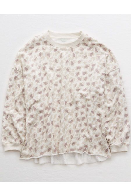 Aerie Sunday Soft Oversized Sweatshirt Women's Heather Frost S | American Eagle Outfitters (US & CA)