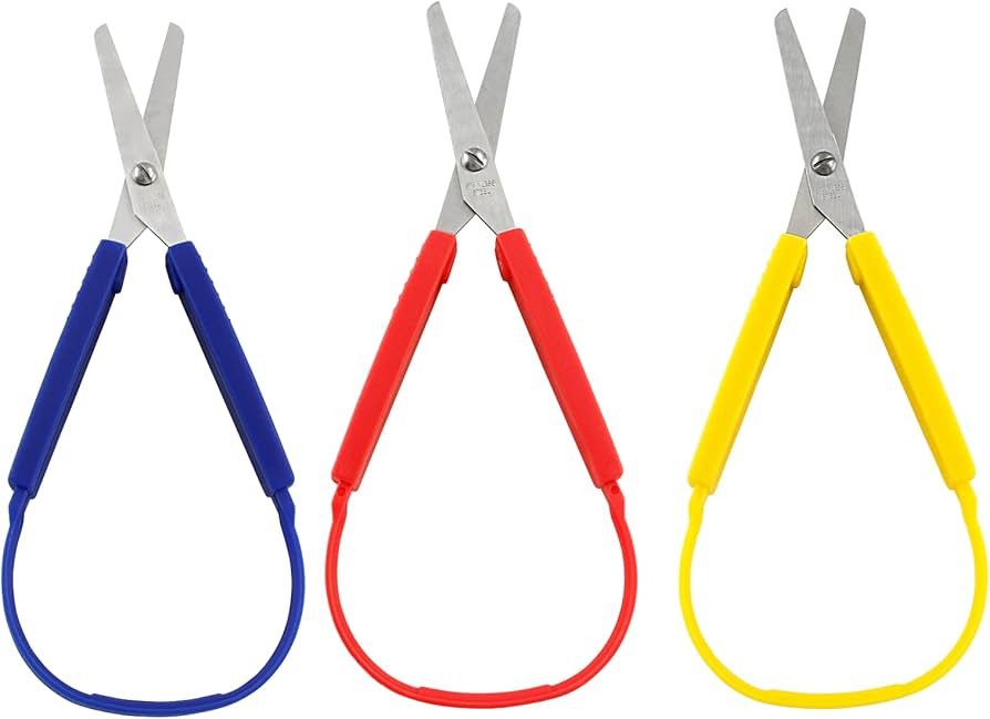 Rierdge 3 Packs 7.68”/19.5cm Loop Scissors, Kids Grip Scissors Self Adaptive Opening Handles Gr... | Amazon (US)