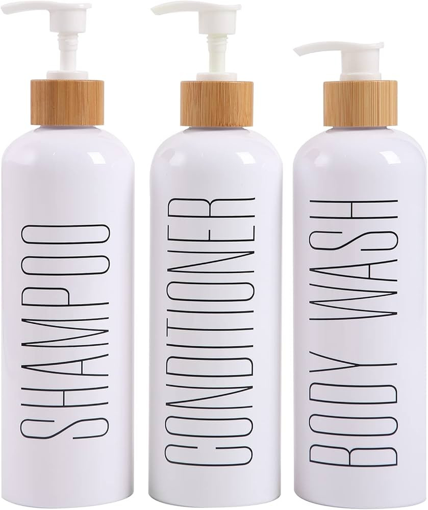 HOMCDALY Shampoo and Conditioner Dispenser, 16oz 3-Pack Refillable Shampoo and Conditioner Bottle... | Amazon (US)