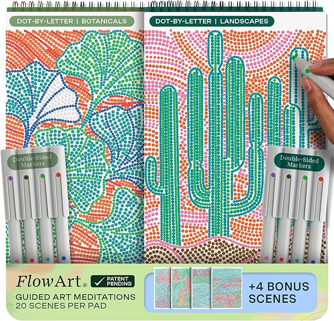 Lifelines FlowArt Activity Pad, 2-Pack - Guided Dot Art Meditations with Markers - Dot-by-Letter,... | Amazon (US)
