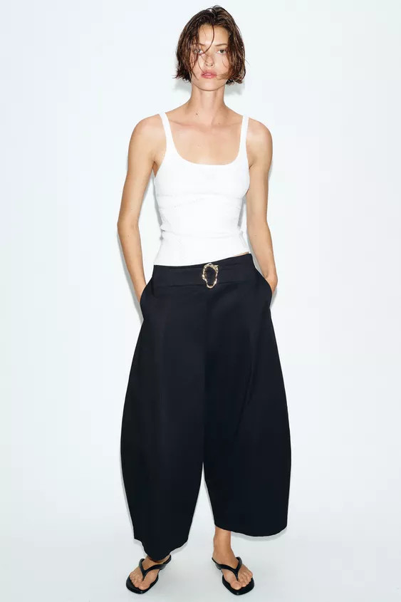 BUCKLED BARREL PANTS | Zara US