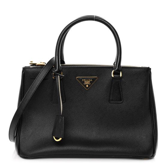 Saffiano Small Galleria Double Zip Tote Black | FASHIONPHILE (US)