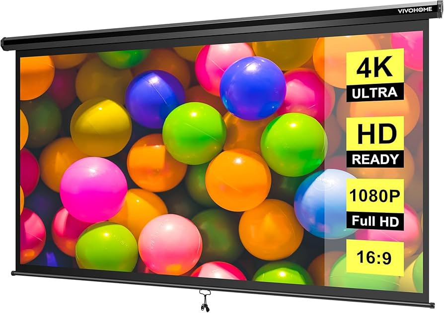VIVOHOME 100 Inch Manual Pull Down Projector Screen, 16:9 HD Retractable Widescreen for Movie Hom... | Amazon (US)