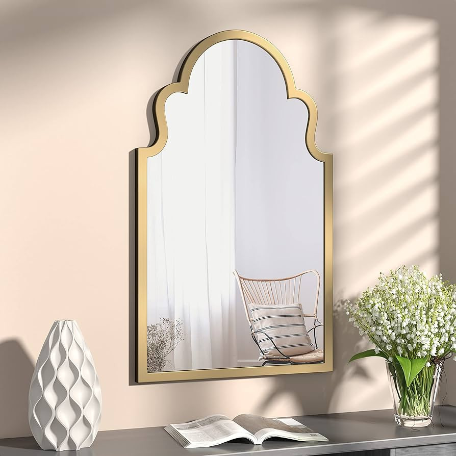 Metal-Frame Accent Wall Mirror - Decorative Mirror Gold Vanity Wall Mounted Mirror for Bathroom L... | Amazon (US)