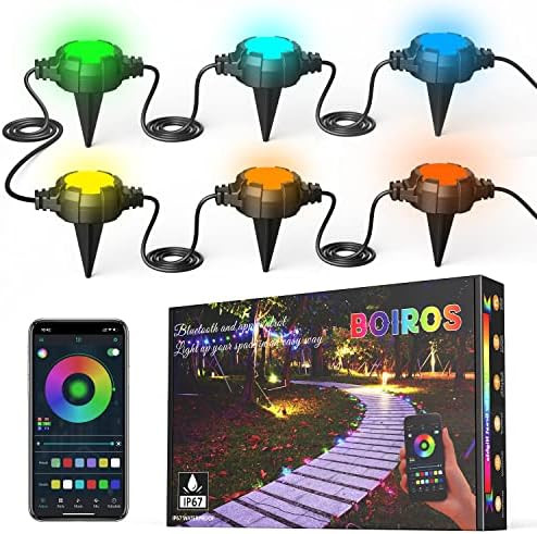 Outdoor Ground Lights, BOIROS 43ft RGB Garden Lights,16 Pack IP67 Waterproof Landscape Lawn Light... | Amazon (US)