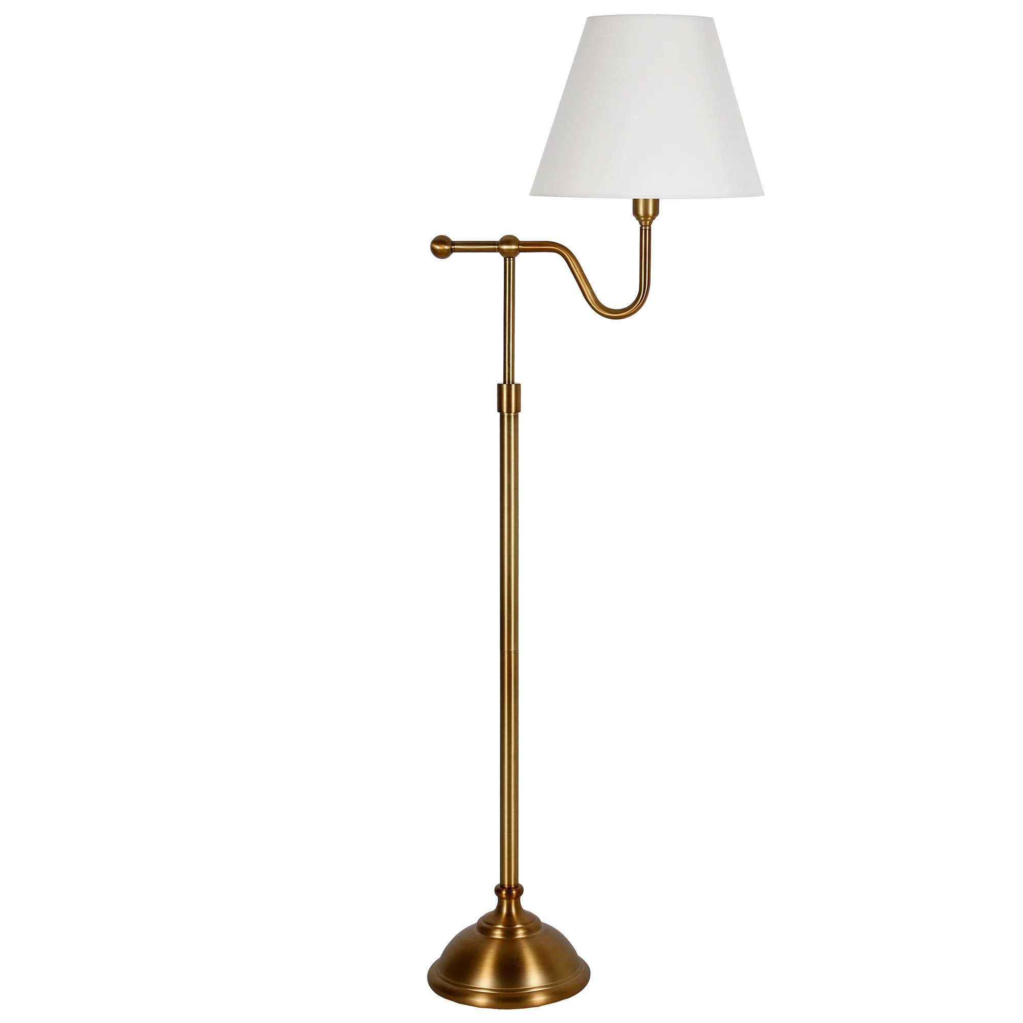 Evelyn&Zoe Wellesley Modern Farmhouse Metal Reading Floor Lamp, Brass - Walmart.com | Walmart (US)