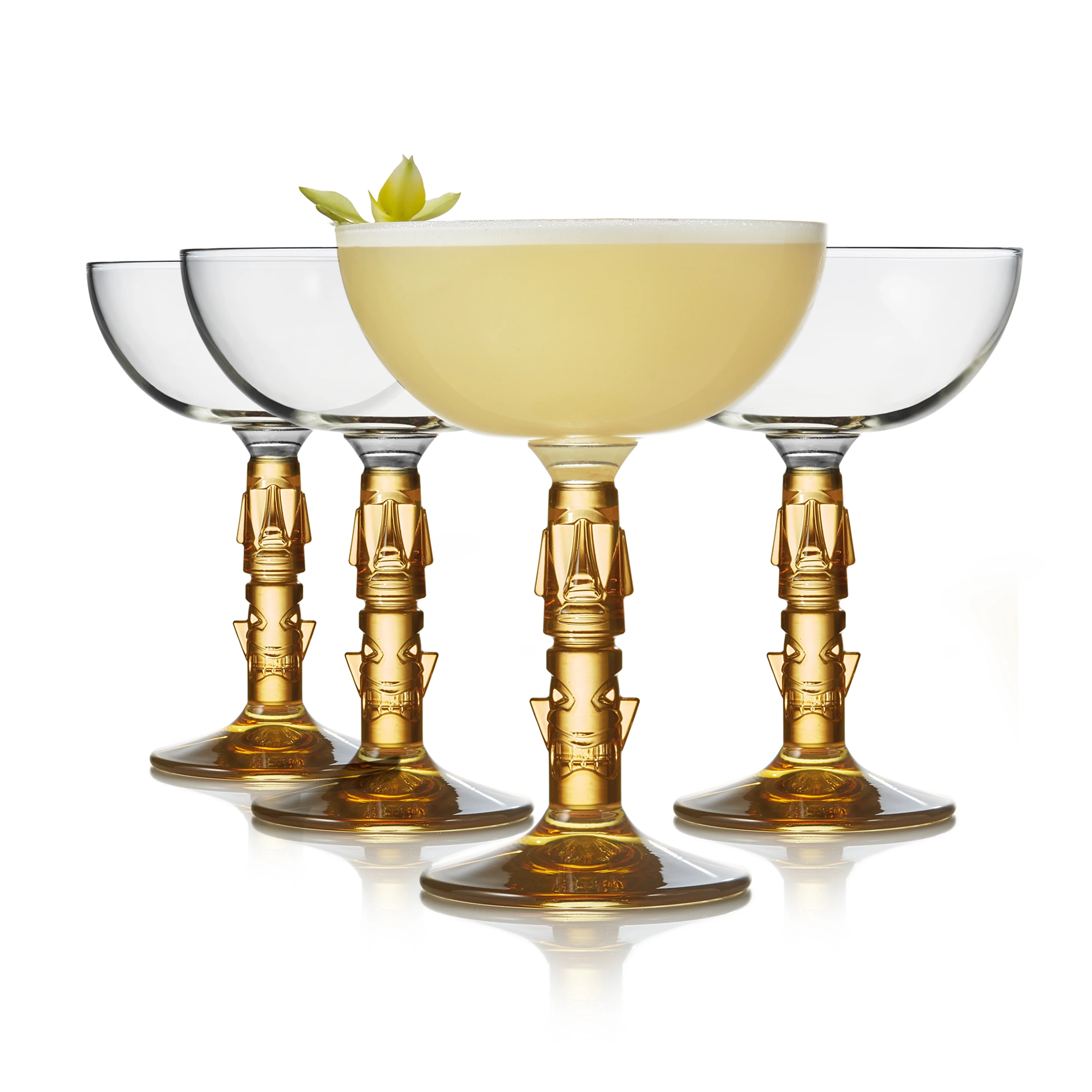 Libbey Tiki Coupe Cocktail Glasses, Vintage Style, Polynesian Inspired Coupe Martini Glasses Set ... | Walmart (US)