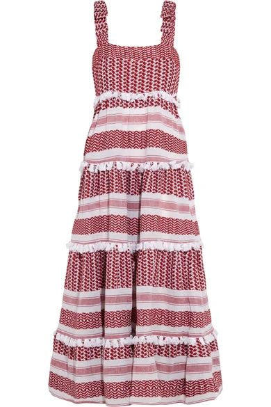 Tiered tasseled cotton-gauze maxi dress | NET-A-PORTER (US)