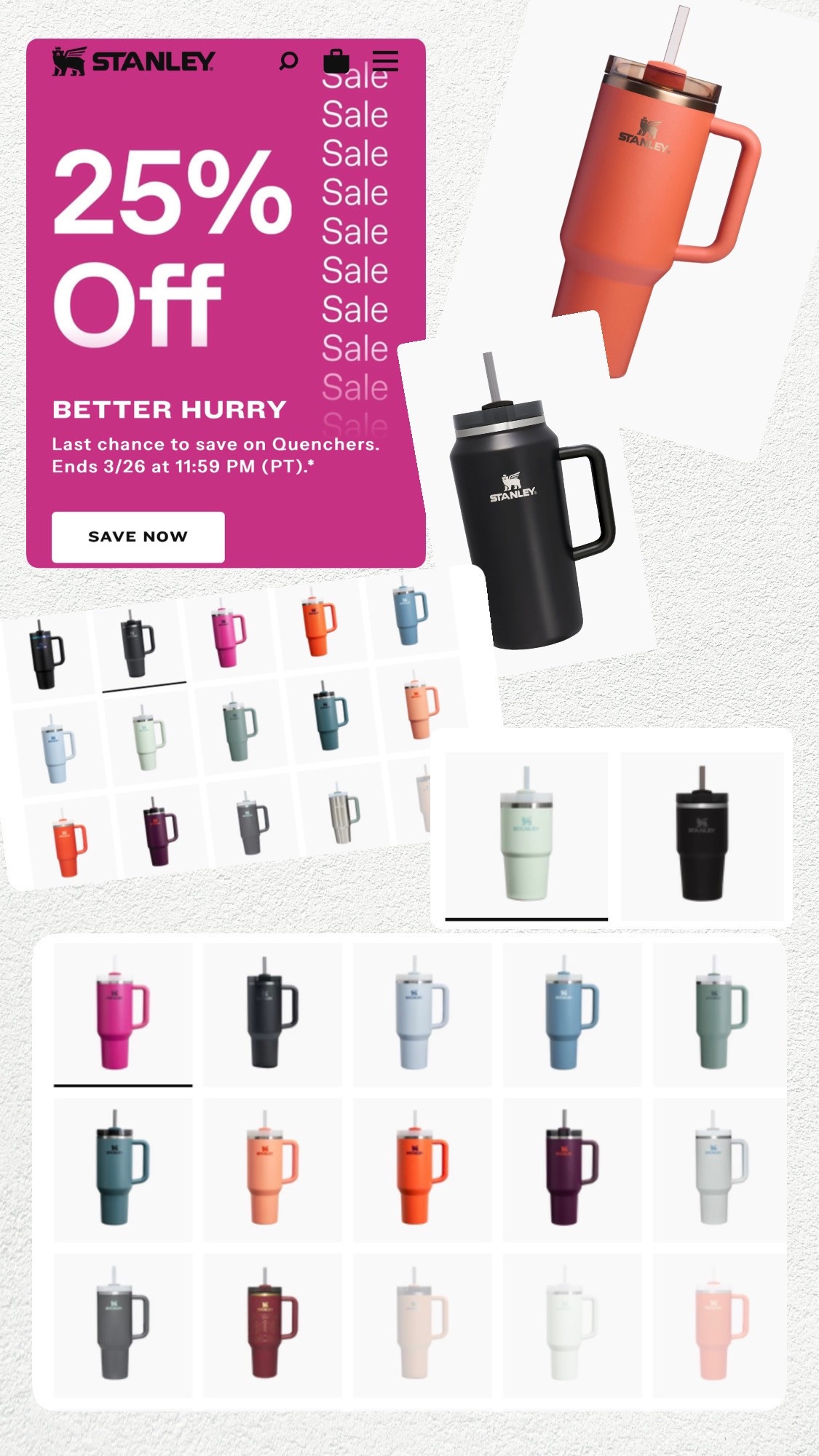 Stanley’s final day! Last day for 25% off! Even the 64oz is 25% under $50 

#LTKActive #LTKFindsUnder50 #LTKSaleAlert