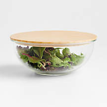 Crate & Barrel Large Glass Mixing Bowl with Bamboo Lid + Reviews | Crate & Barrel | Crate & Barrel