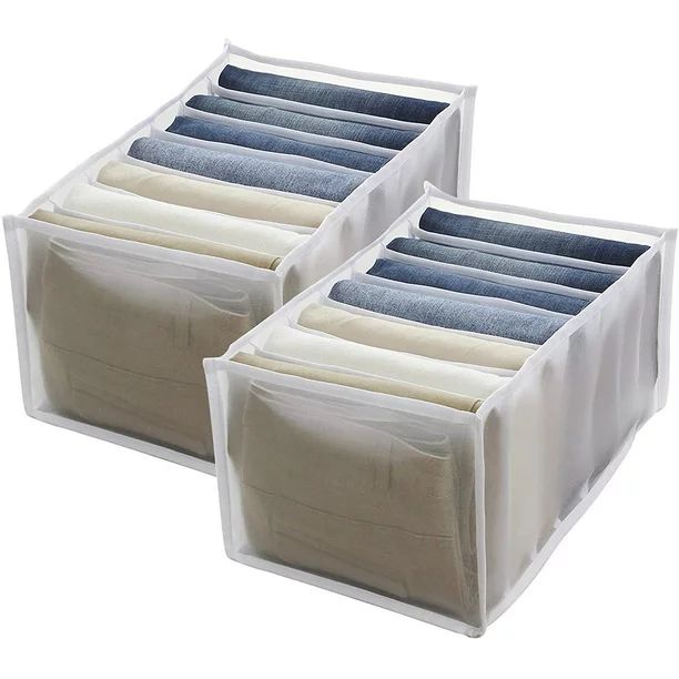 Bovn Wardrobe Clothes Organizer for Leggings, 2pc Foldable Visible Grid Storage Box with Multiple... | Walmart (US)