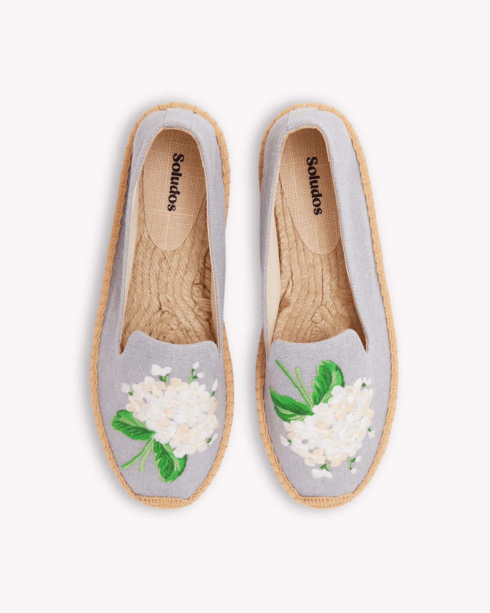 Women's Smoking Espadrille | Embroidery | Draper Hydrangeas - Dolphin | Soludos