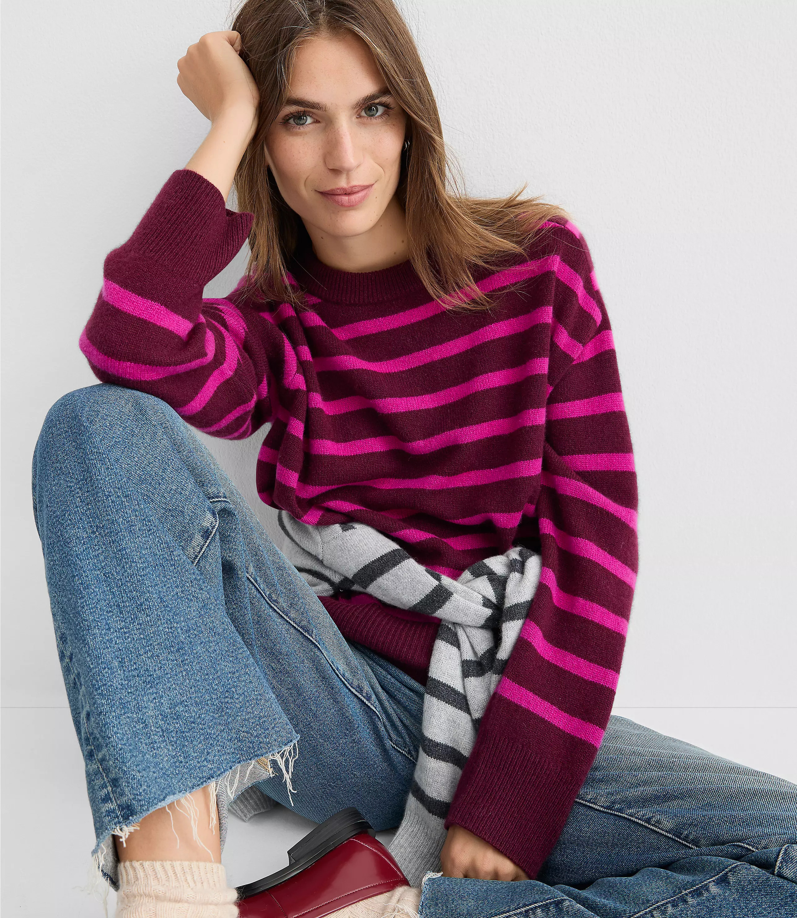 Stripe Oversized Cashmere Sweater | LOFT
