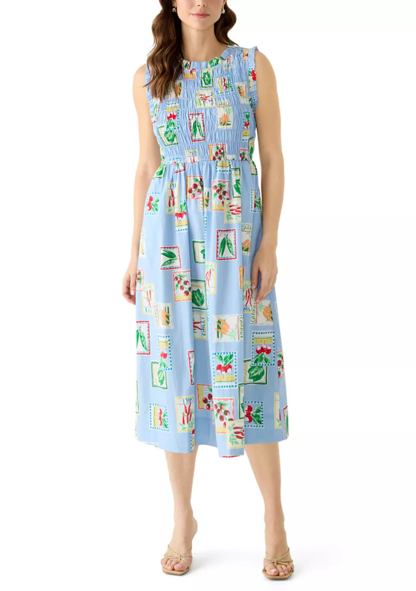 Women's Sleeveless Print Smocked Midi Dress | Belk