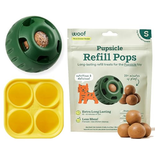 WOOF Starter Pack - Interactive Dog Toys for Boredom - Dog Treat Molds Silicone - Chicken-Flavored Healthy Treats for Dogs - Pupsicle Doggy Enrichment Toy - for Small Pups - 10-25 lbs | Amazon (US)