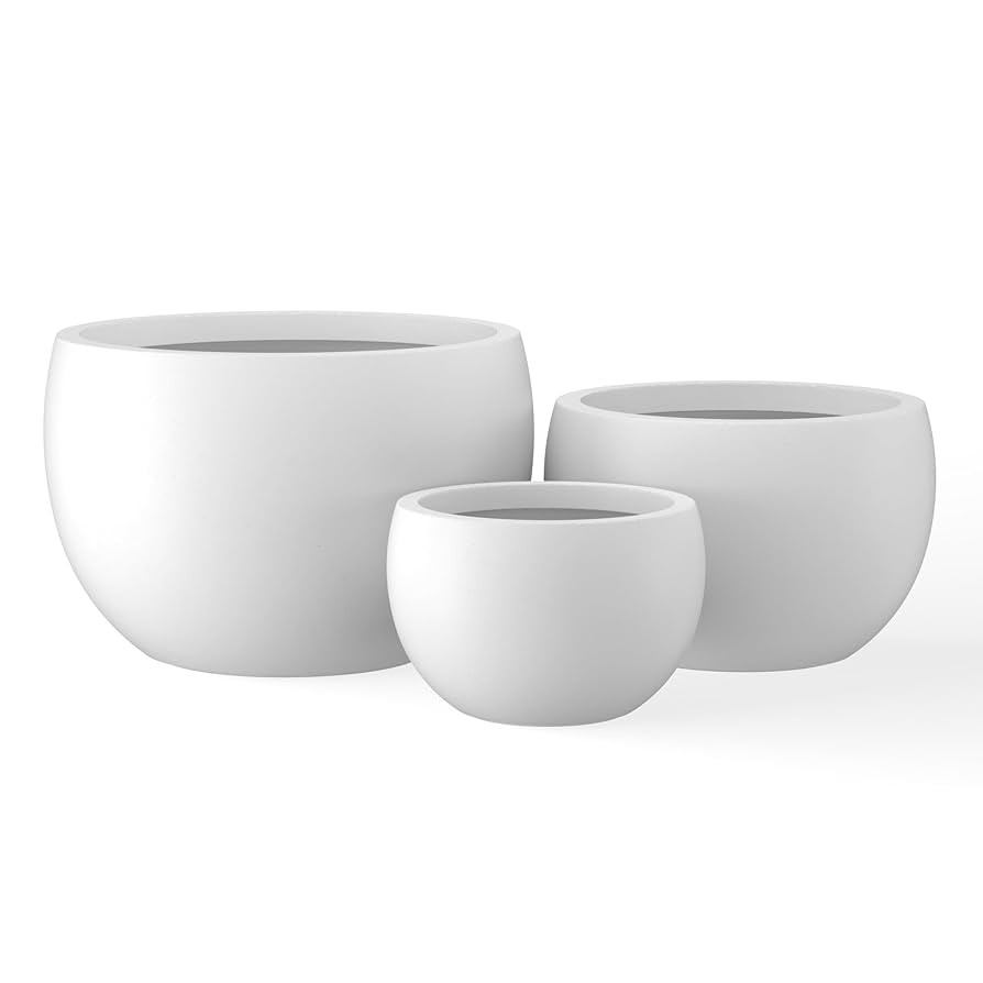 Kante 19.9",15.7",11.8" Dia Round Concrete Planter Set of 3, Outdoor/Indoor Large Bowl Plant Pots... | Amazon (US)