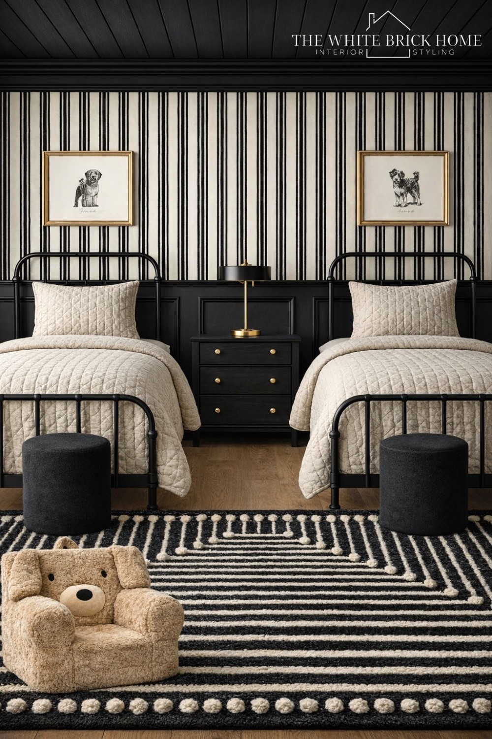 A bold, yet timeless shared kids bedroom that pairs classic black and cream stripes with cozy textured for a designer approved, polished kids room. 

Kids room, kids bedroom, shared bedroom, shared kids bedroom, kids room rug, kids room bed, modern kids rooms, black and white kids bedroom, kids room wall art, kids room decor, kids room finds, home decor, area rug, kids room bedding, boy girl shared bedroom, gender neutral kids room, Wayfair, Etsy, pottery barn kids, dog themed bedroom  

#LTKSaleAlert #LTKKids #LTKHome