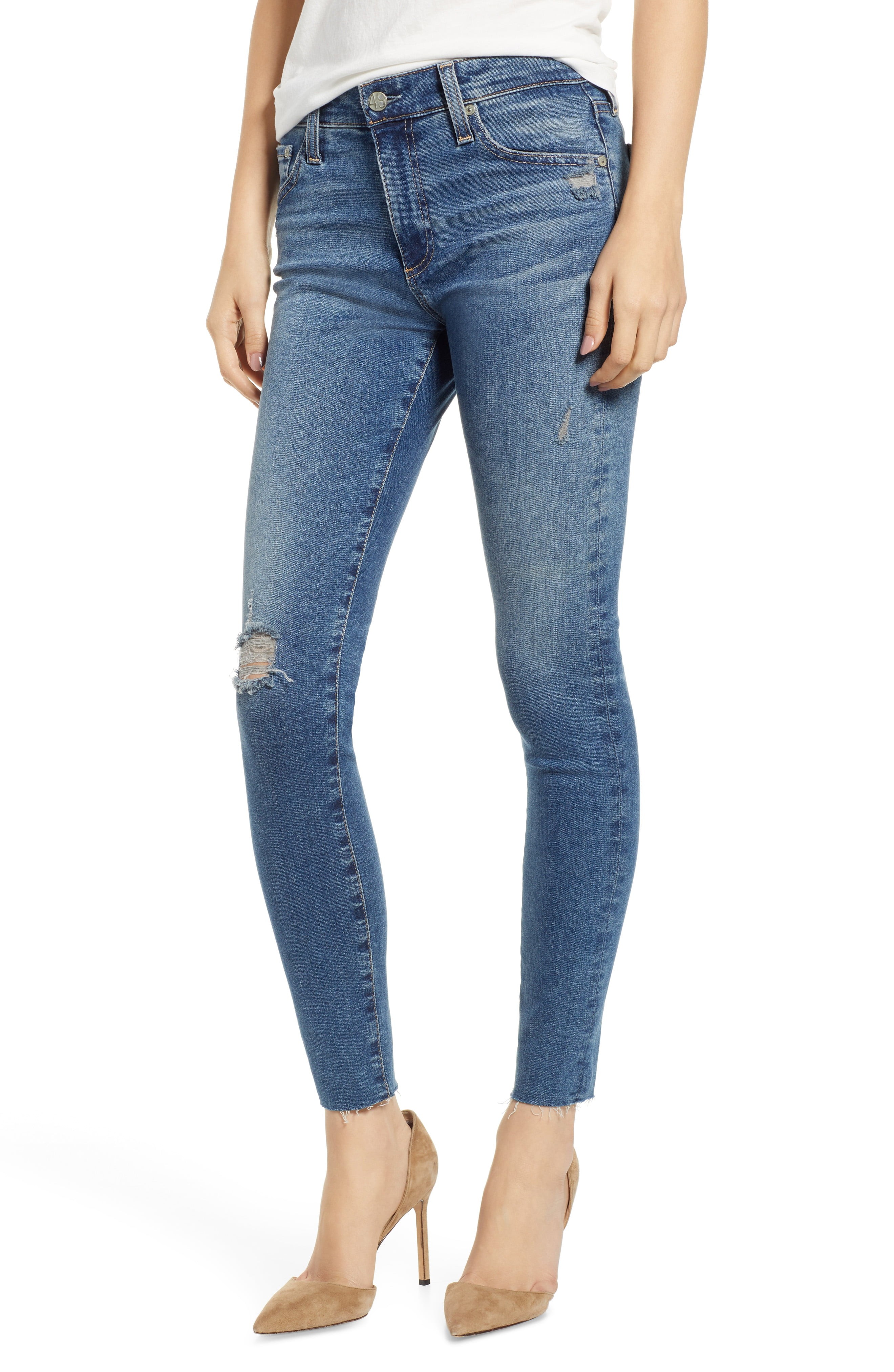 AG The Farrah High Waist Ankle Skinny Jeans (14 Years Blue Garden) | Nordstrom