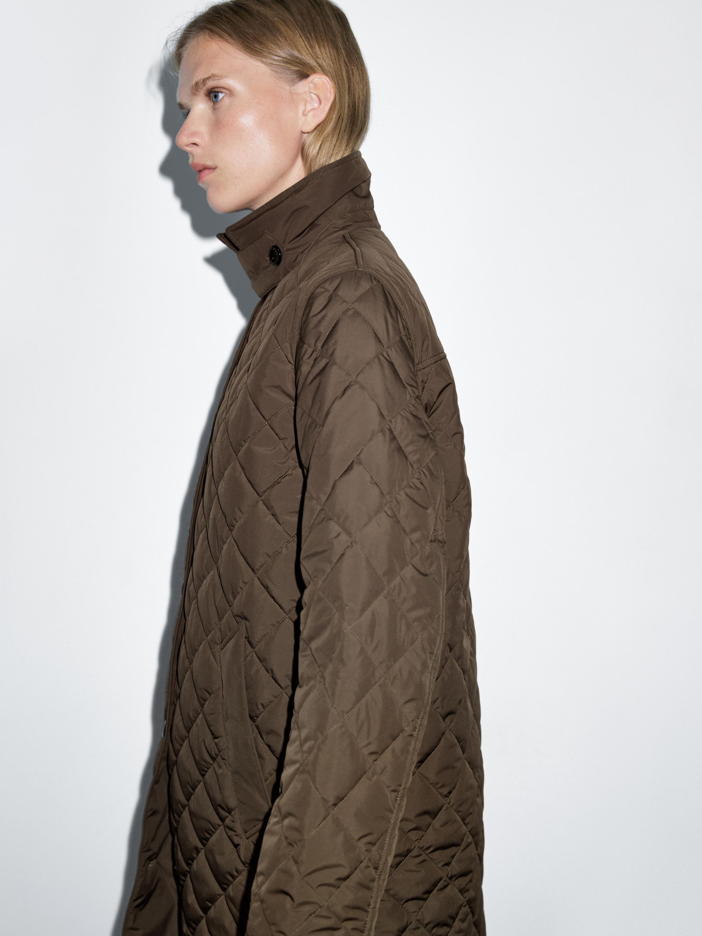 Long lightweight puffer jacket · Brown, Khaki · Coats And Jackets | Massimo Dutti | Massimo Dutti UK