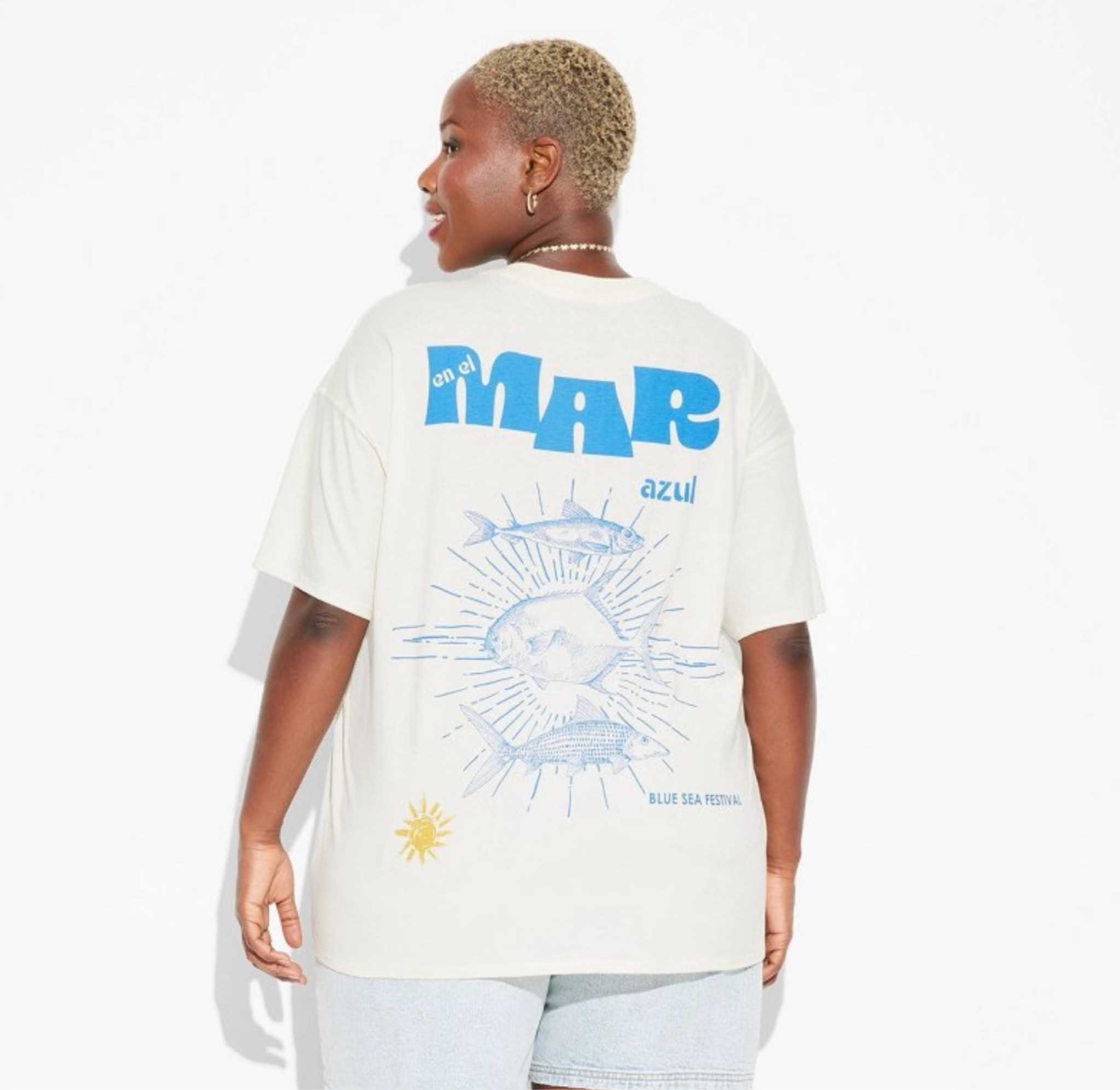Mar azul oversized Tshirt 

#LTKPlusSize #LTKMidsize #LTKSummerSales