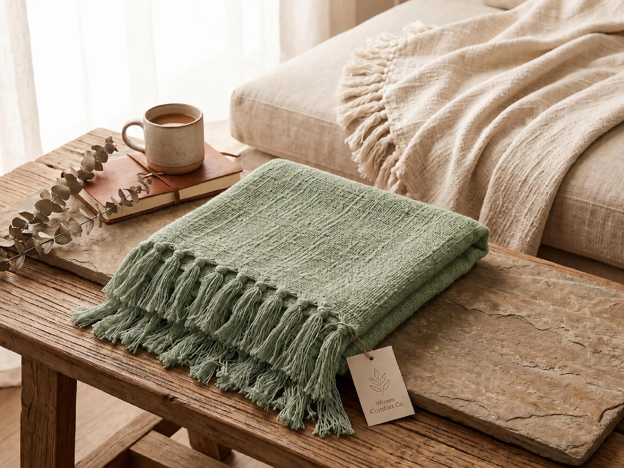 Sage Green  Luxury Cotton Throw Blanket, Soft Woven Blanket, Bedroom Decor, Couch Throw, All Season Blanket, Housewarming Gift | Etsy (Global)