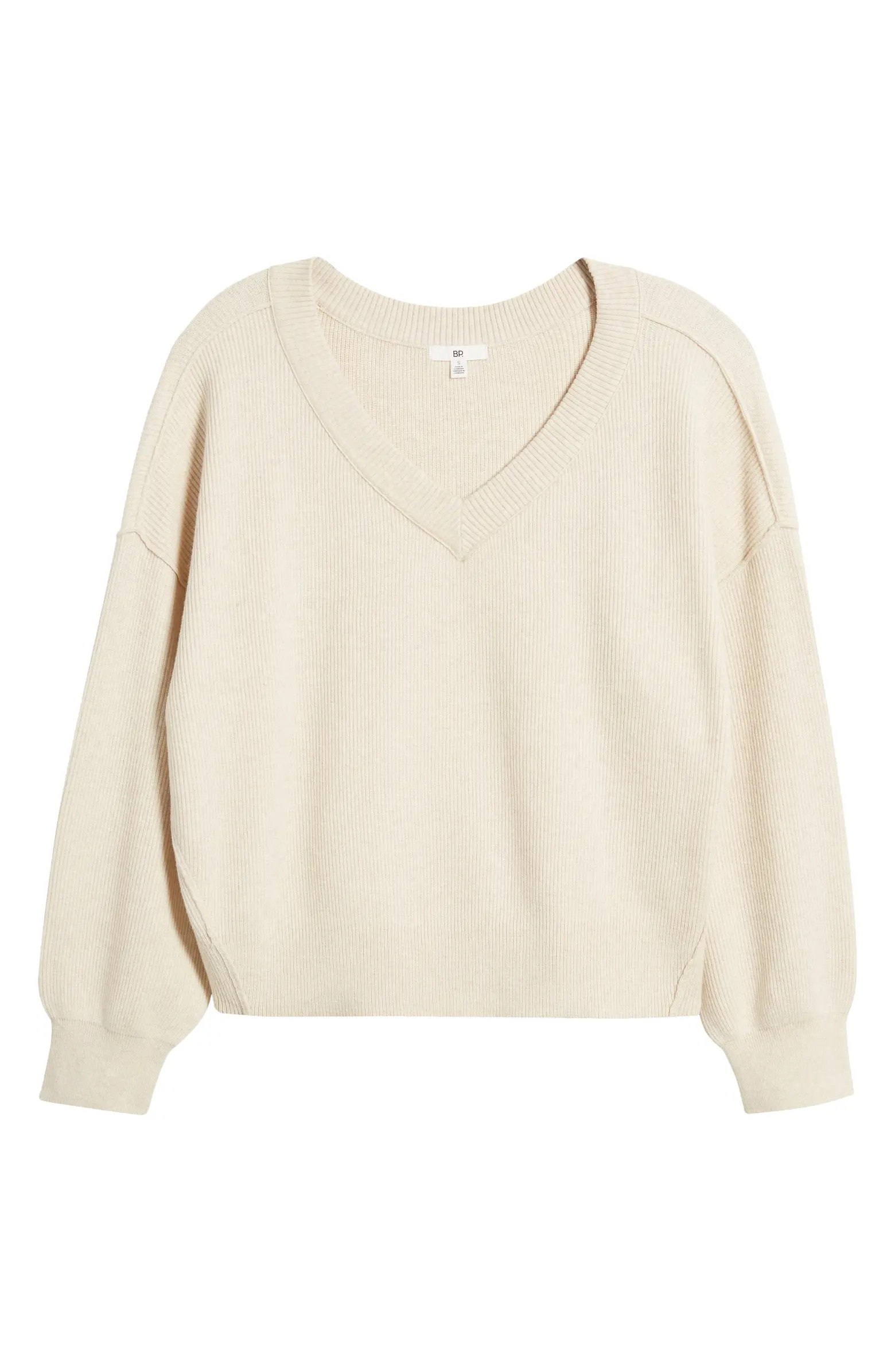 BP. Seamed Oversize V-Neck Rib Sweater | Nordstrom | Nordstrom