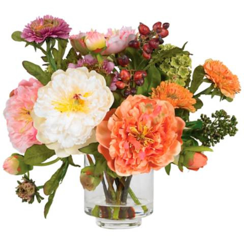 Peony Silk Arrangement - #7501A | Lamps Plus | Lamps Plus