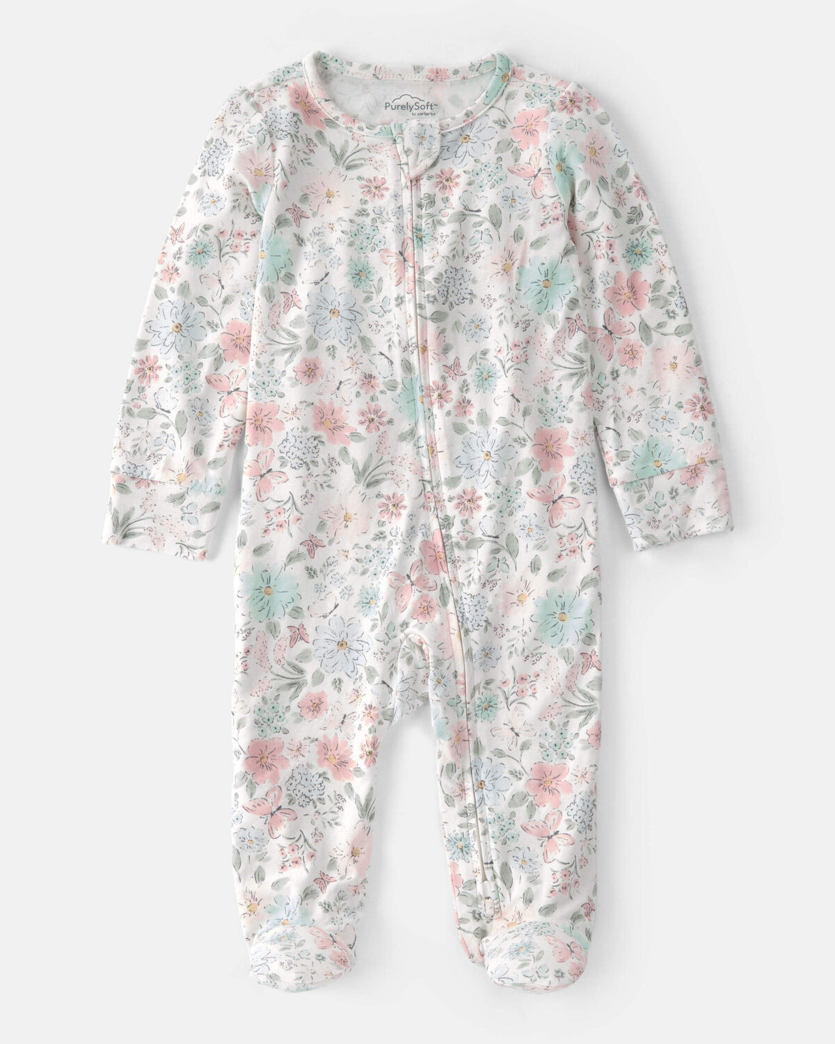 Baby Girl Butterfly Garden 2-Way Zip PurelySoft Footie Sleep & Play Pajama | Carter's Inc