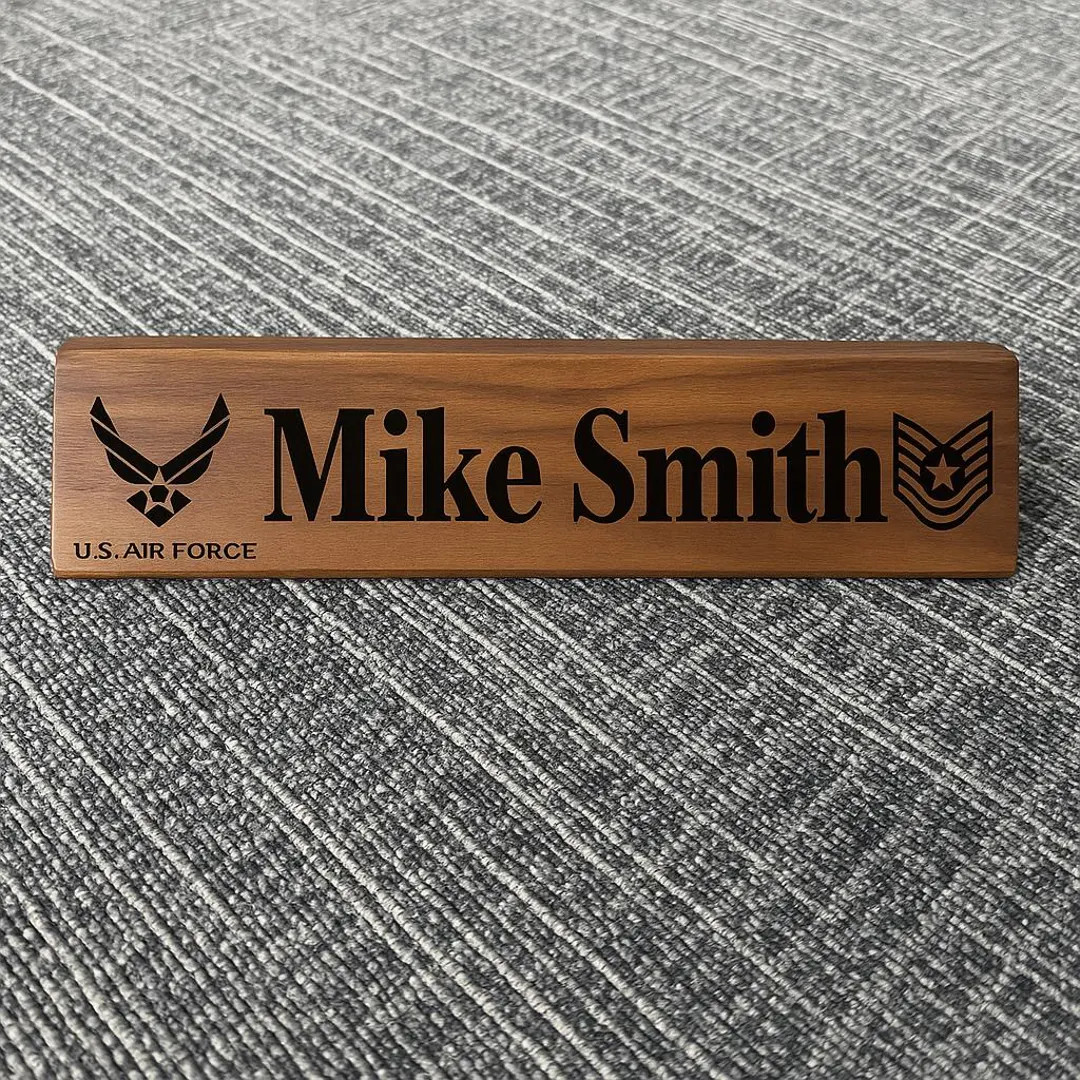 Personalized Walnut Desk Wedge, Customized Office Decor, Military Style Gift, Custom Logo - Etsy | Etsy (US)
