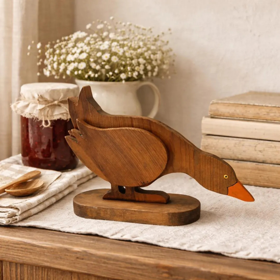 Vintage Wooden Goose Figurine on Base – Hand Carved Folk Art Shelf Decor – Rustic Country Cot... | Etsy (US)