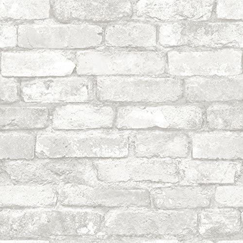 NuWallpaper NU3010 Grey and White Brick Peel & Stick Wallpaper, Multicolor | Amazon (US)