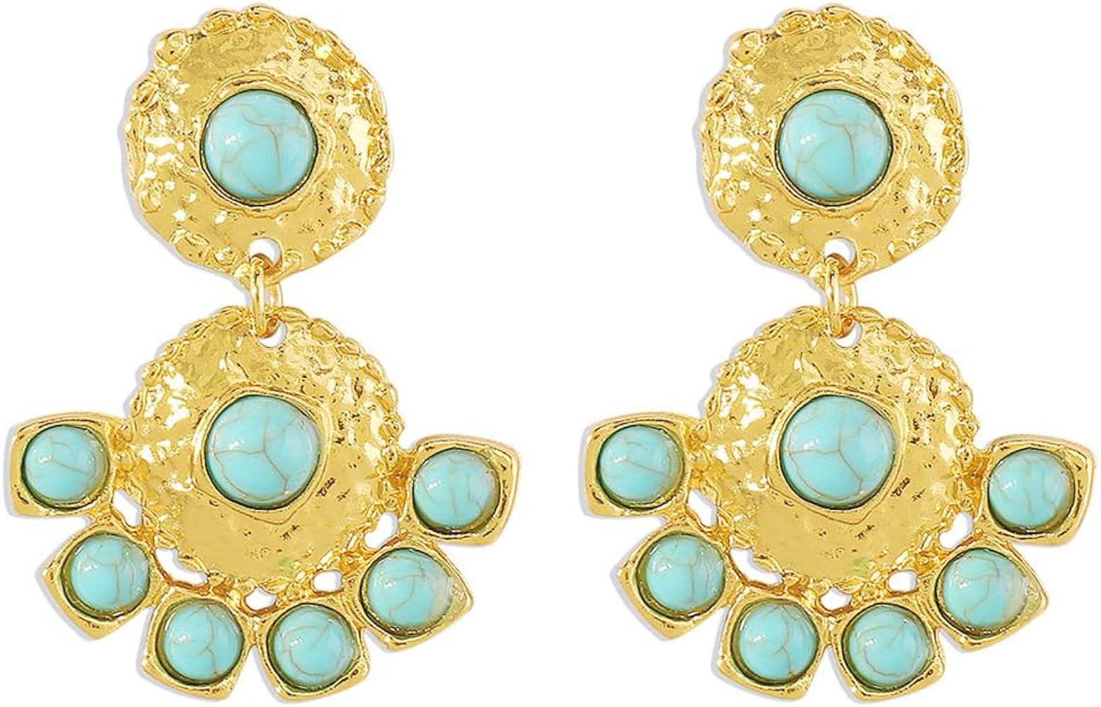 Boho Turquoise Chandelier Dangle Earrings for Women Girls Vintage Bohemian Round Blue Birthstone ... | Amazon (US)