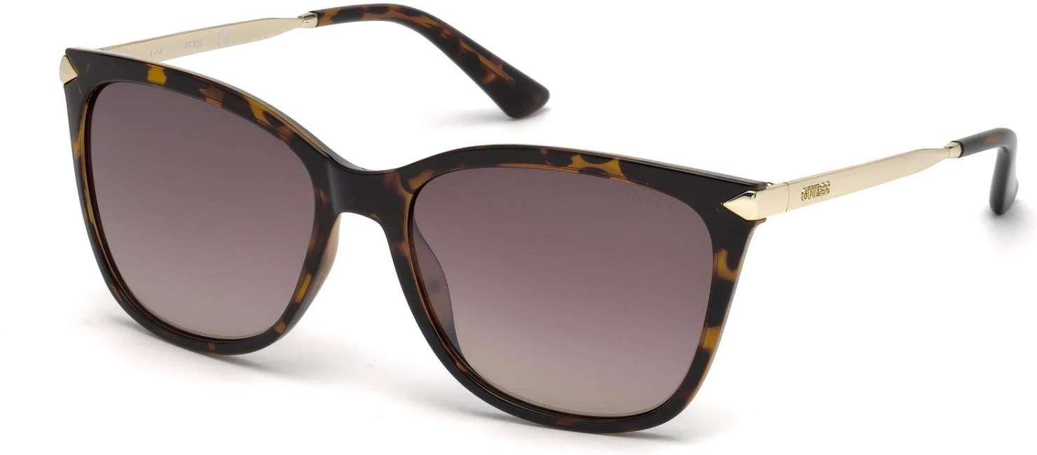 Guess 7483 Sunglasses 52G - Dark Havana - Brown Mirror Women Dark Havana - Shiny Pale Gold Square | Designer Optics