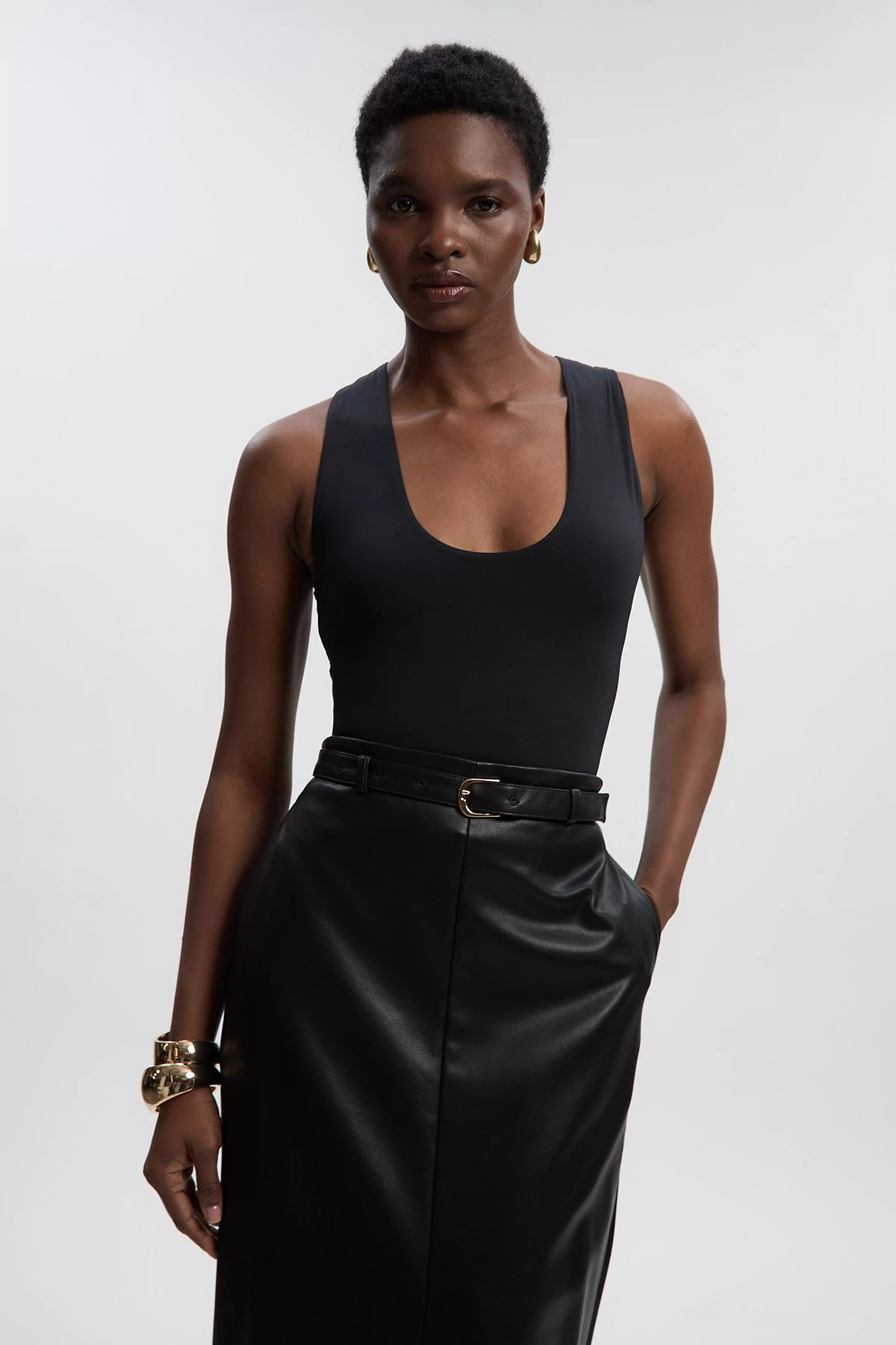 Halter Neck Contour Jersey Bodysuit | Karen Millen UK + IE + DE + NL